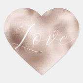 Sticker Cœur Mariage d'amour blanc Rose rose (Devant)