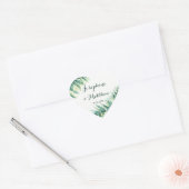 Sticker Cœur Mariage d'aquarelle de feuillage vert (Enveloppe)