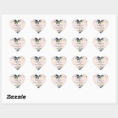 Sticker Cœur Mariage d'aquarelle rose et marine (Feuille)