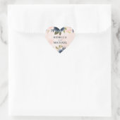 Sticker Cœur Mariage d'aquarelle rose et marine (Sac)
