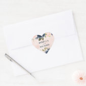 Sticker Cœur Mariage d'aquarelle rose et marine (Enveloppe)