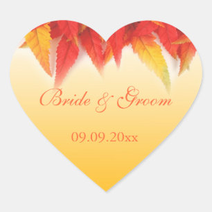 Sticker Cœur Mariage d'automne élégant et joli