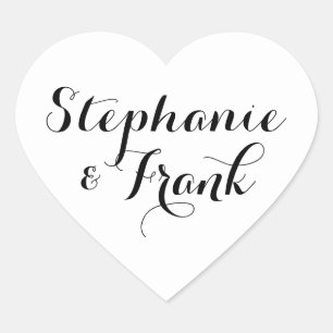 Sticker Cœur Mariage de calligraphie blanche et noire