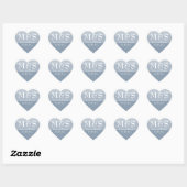 Sticker Cœur Mariage de coeur Dusty Blue Modern Script (Feuille)