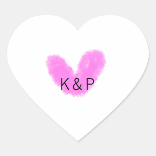 Sticker Cœur Mariage de coeur rose nom lettre de couple monogra