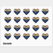 Sticker Cœur Mariage de dentelle en bois bleu marine (Feuille)