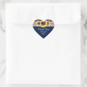 Sticker Cœur Mariage de dentelle en bois bleu marine (Sac)