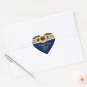 Sticker Cœur Mariage de dentelle en bois bleu marine (Enveloppe)