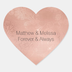 Sticker Cœur Mariage de dentelle rose Glam