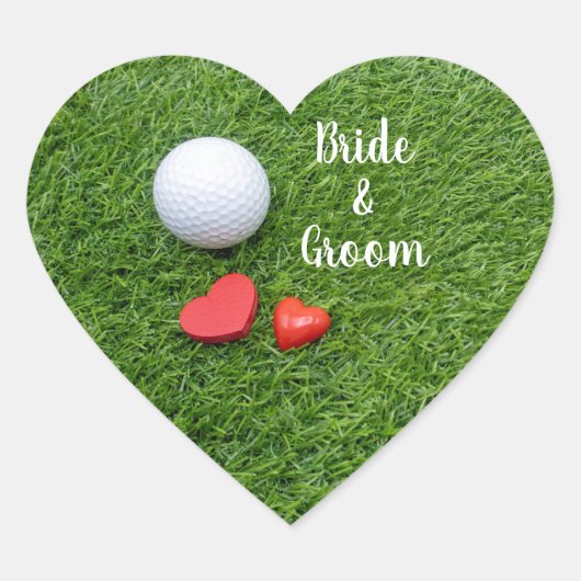 Sticker Cœur Mariage de golf avec balle de golf et amour sur ve (Devant)