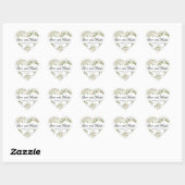 Sticker Cœur Mariage de Merci Floral Rose Blanche Rustique (Feuille)