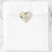 Sticker Cœur Mariage de Merci Floral Rose Blanche Rustique (Sac)