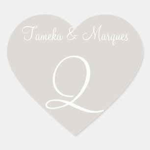 Sticker Cœur Mariage de monogrammes personnalisables Timberwolf