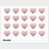 Sticker Cœur Mariage de script moderne Dusty Rose (Feuille)