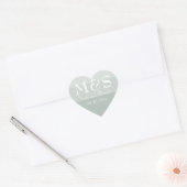 Sticker Cœur Mariage de script moderne Sage Green (Enveloppe)