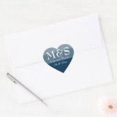 Sticker Cœur Mariage de script moderne simple bleu marine (Enveloppe)