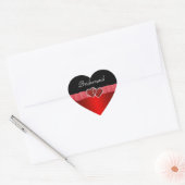 Sticker Cœur Mariage de serrures de diamants rouges et noirs (Enveloppe)