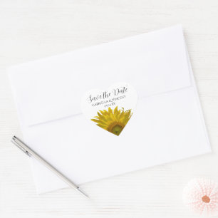 Sticker Cœur Mariage de tournesol jaune Enregistrer la date