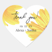 Sticker Cœur Mariage de tournesols aquarelle (Devant)