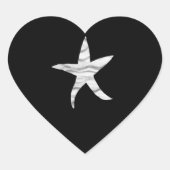 Sticker Cœur Mariage décontracté coquille de mer noir-gris-blan (Devant)