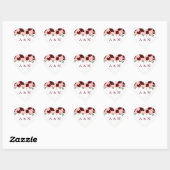 Sticker Cœur Mariage des Initiales Florales Roses rose Brousse (Feuille)
