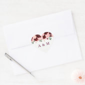 Sticker Cœur Mariage des Initiales Florales Roses rose Brousse (Enveloppe)
