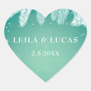 Sticker Cœur Mariage d'hiver élégant Personnalisé