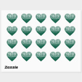 Sticker Cœur Mariage écriture moderne vert émeraude (Feuille)