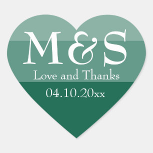 Sticker Cœur Mariage écriture moderne vert émeraude