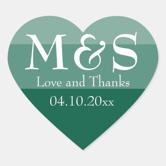 Sticker Cœur Mariage écriture moderne vert émeraude (Devant)