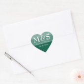 Sticker Cœur Mariage écriture moderne vert émeraude (Enveloppe)