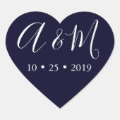 Sticker Cœur mariage élégant bleu marine (Devant)