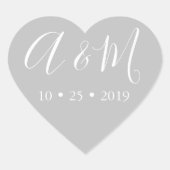 Sticker Cœur mariage élégant en argent clair (Devant)