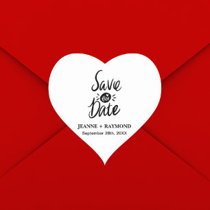 Sticker Cœur Mariage Élégant et Chic Enregistrez la date