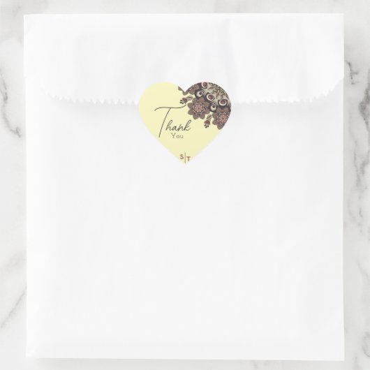 Sticker Cœur Mariage élégant inspiré par Mandala (Sac)