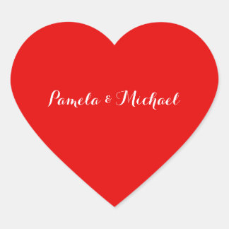 Sticker Cœur Mariage Élégant Minimaliste Classique Rouge Chaud
