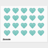 Sticker Cœur mariage élégant monogramme turquoise (Feuille)