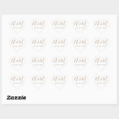 Sticker Cœur mariage élégant or blanc monogramme (Feuille)