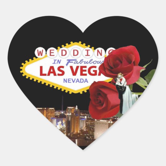 Sticker Cœur Mariage en Fabrique Las Vegas Roses avec Mariée &  (Devant)