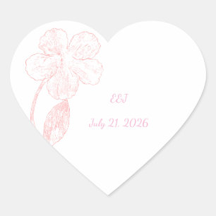 Sticker Cœur Mariage en ligne artistique florale rose blush