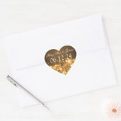 Sticker Cœur Mariage Enregistrer La Date Éclairage Or (Enveloppe)