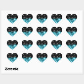 Sticker Cœur Mariage Enregistrer La Date Éclairage Turquoise (Feuille)