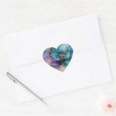 Sticker Cœur Mariage Fleur Bleu Or Aqua Violet Shower (Enveloppe)