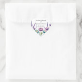 Sticker Cœur Mariage Fleur sauvage turquoise et violette (Sac)