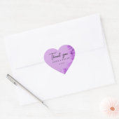 Sticker Cœur Mariage fleuri violet merci (Enveloppe)