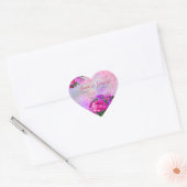 Sticker Cœur Mariage floral Amethyst framboise (Enveloppe)