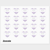 Sticker Cœur Mariage Floral Lavande Violet Vert (Feuille)