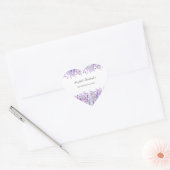 Sticker Cœur Mariage Floral Lavande Violet Vert (Enveloppe)