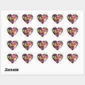 Sticker Cœur Mariage floral multicolore romantique (Feuille)