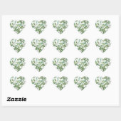 Sticker Cœur Mariage floral rose noire et blanche (Feuille)